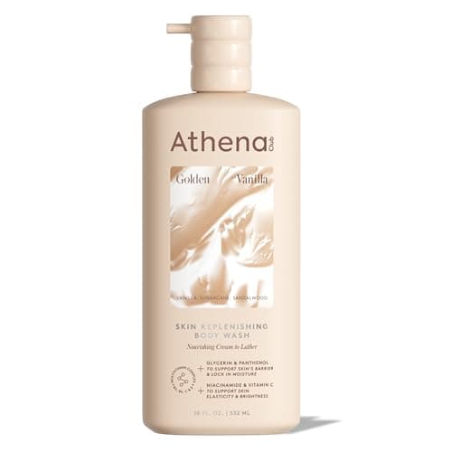 Athena Club Skin Replenishing Body Wash for Women, Sulfate Free Nourishing Cleanser with Niacinamide, Gently Cleanses Without Stripping, Golden Vanilla Scent, 18 fl oz